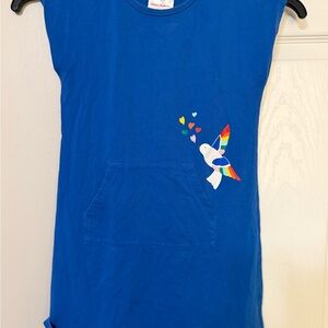 Hanna Andersson Royal Blue Tank Dress with Rainbow Bird